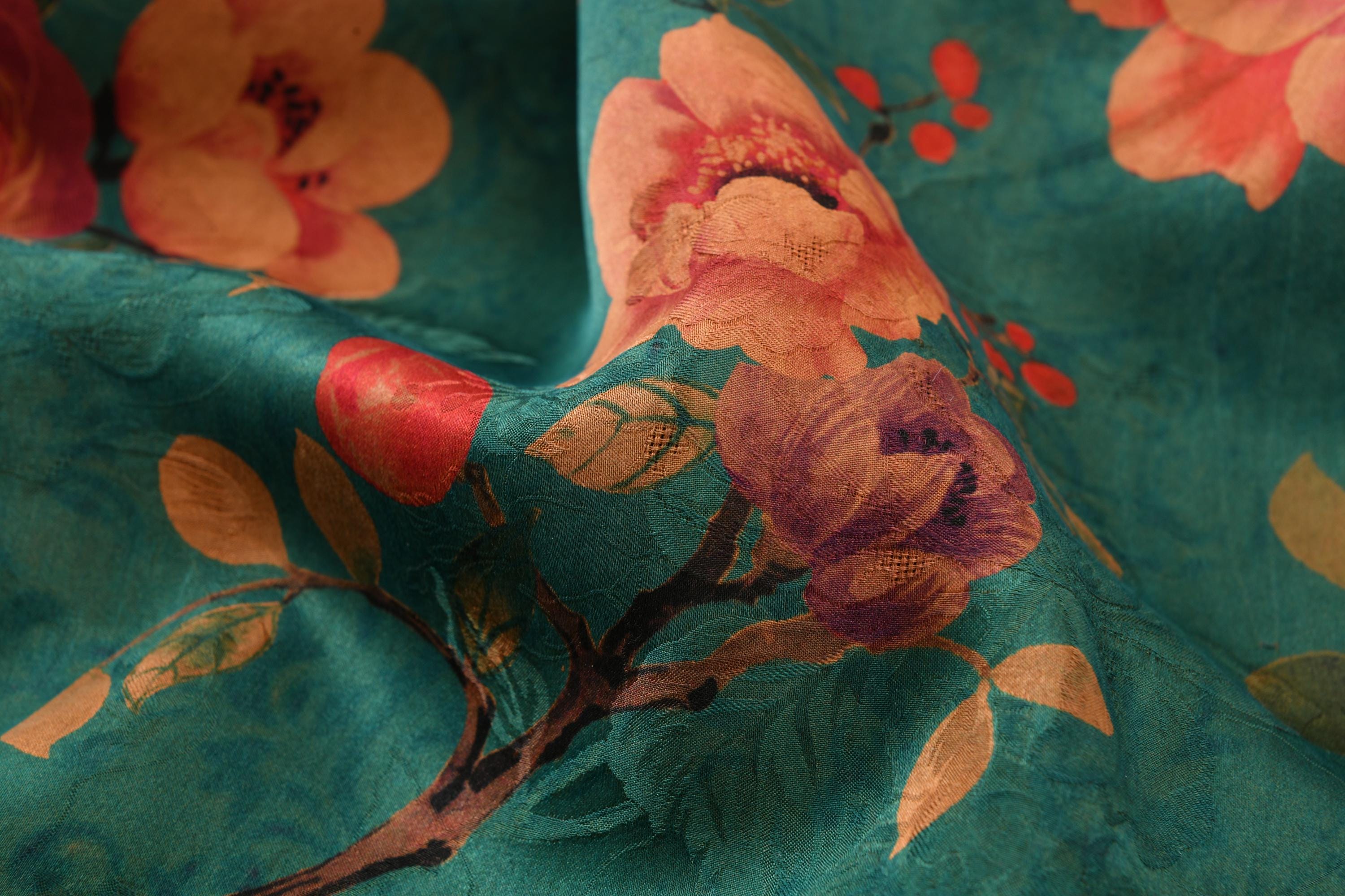 Elegant Hua Luo Blue Penoy Blossom Silk Silm Fit Dress, Traditional Cheongsam, 100% Mulberry Silk Naturally Dyed Side Slits, Made to Order