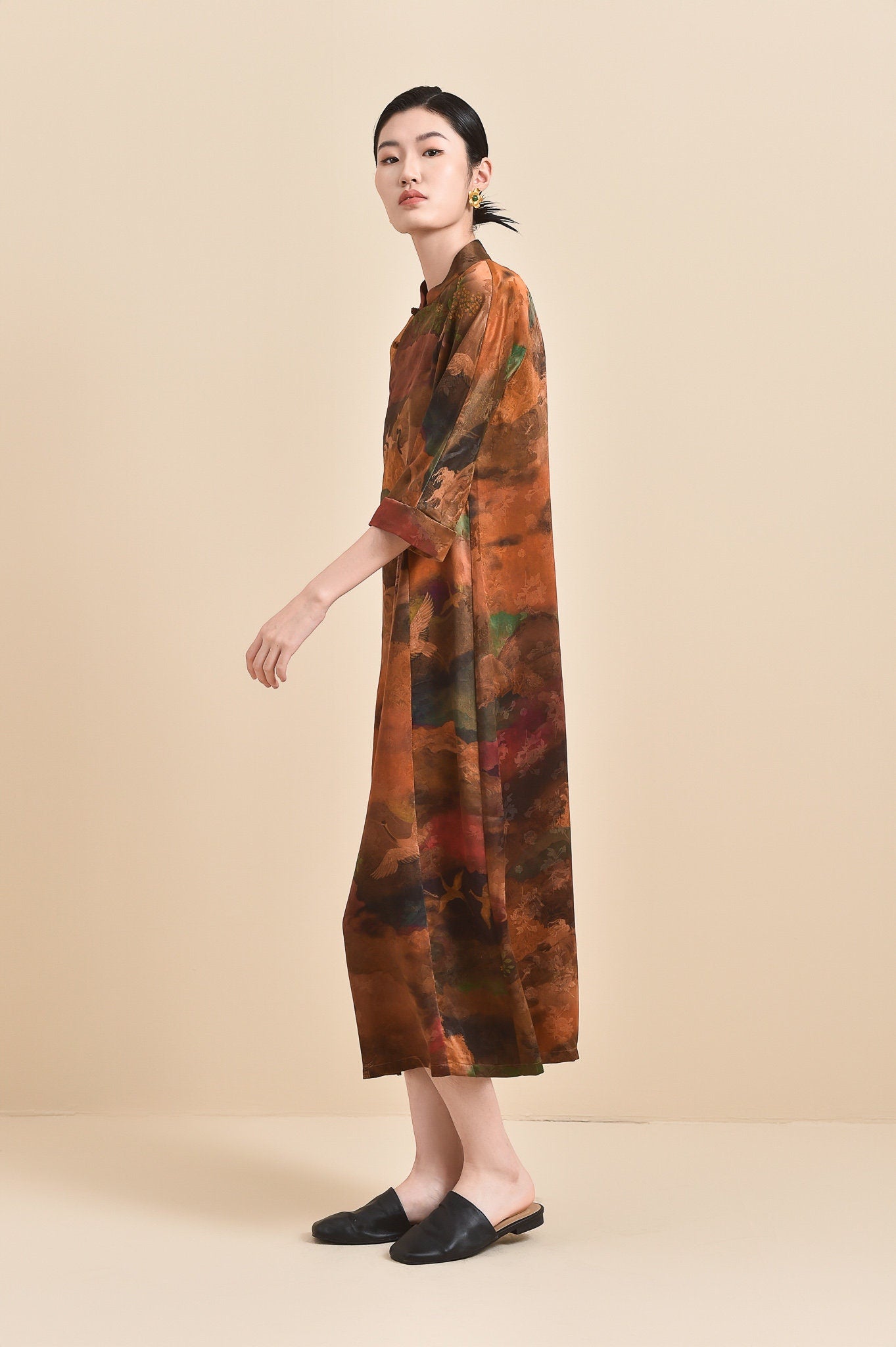 Elegant Handcrafted Red Cloud Gauze Silk Cheongsam Dress, 100% Mulberry Silk, Naturally Dyed, Midi Dress Event Dress, Any Size Made to Order
