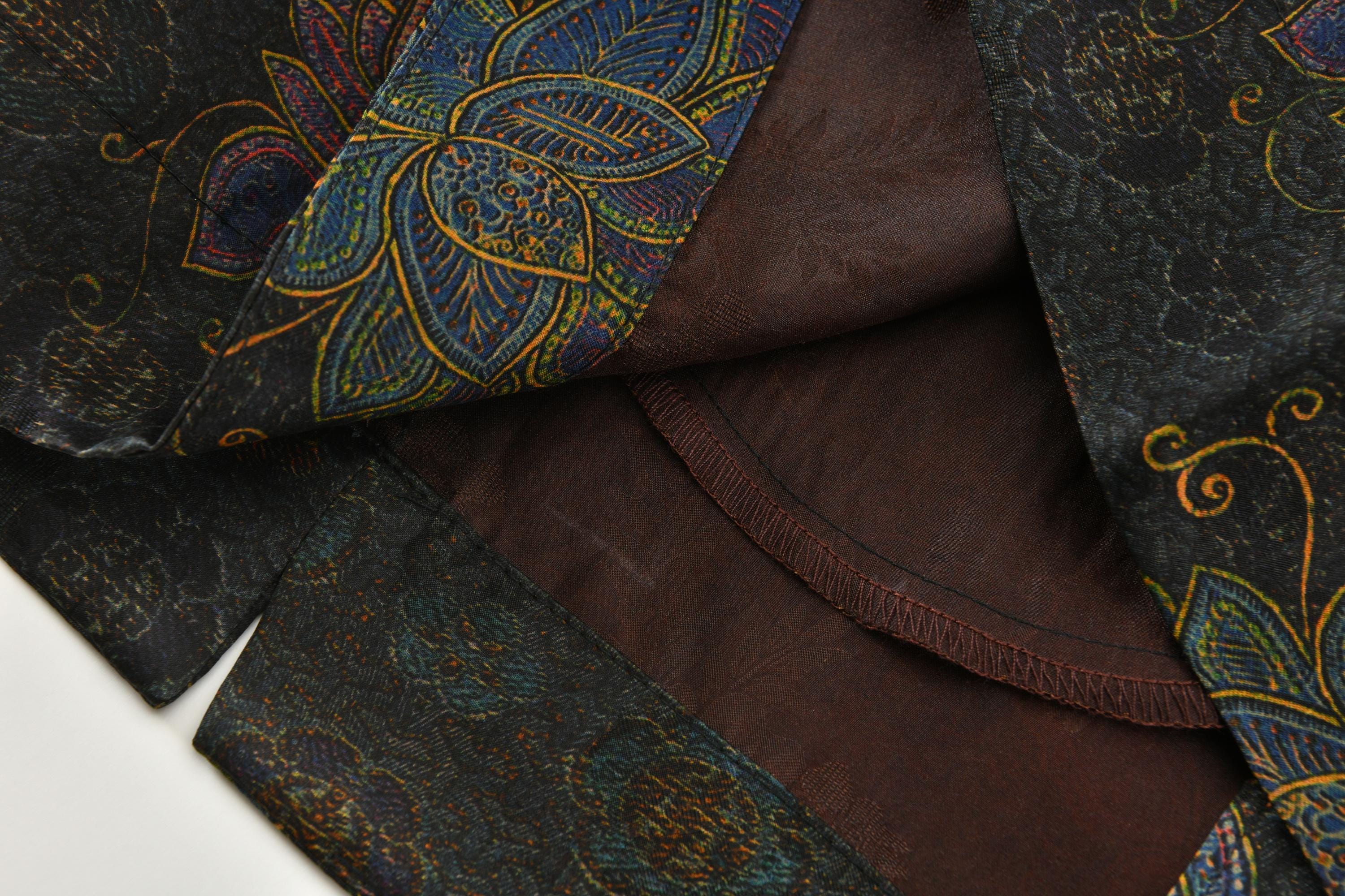 Vintage-Style Elegant Hua Luo Silk Jacket, 100% Mulberry Silk, Naturally Dyed, Two Pockets, Custom Size Made to Order