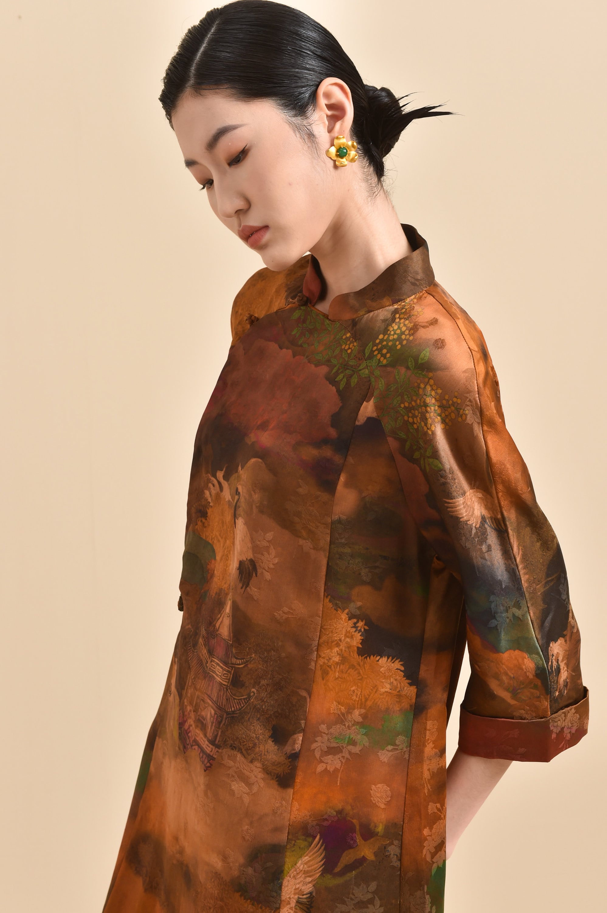 Elegant Handcrafted Red Cloud Gauze Silk Cheongsam Dress, 100% Mulberry Silk, Naturally Dyed, Midi Dress Event Dress, Any Size Made to Order