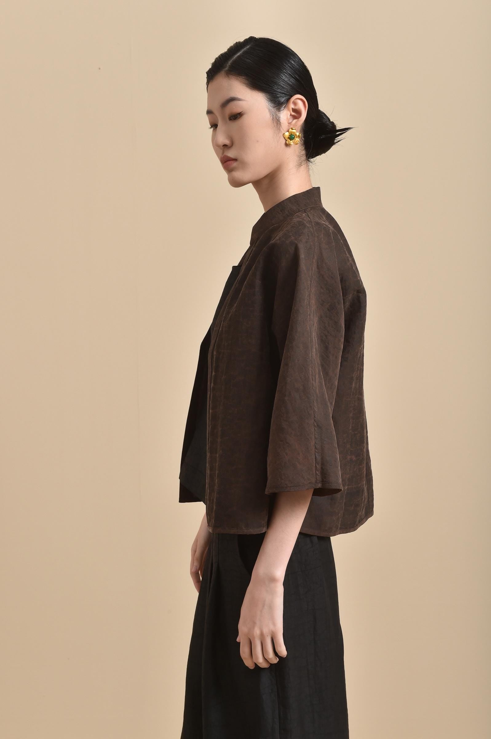 Reversible Mud Silk Kimono-Inspired Jacket, 100% Mulberry Silk Naturally Dyed Minimalist Open Front Jacket Choose Your Fabrics Made to Order