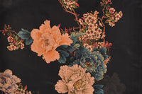 Heavyweight Black Classic Peony Floral Mud Silk