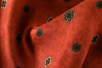 Heavyweight Brick Red Small Geometric Floral Mud Silk