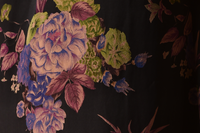 Heavyweight Black Large Peony Floral Mud Silk