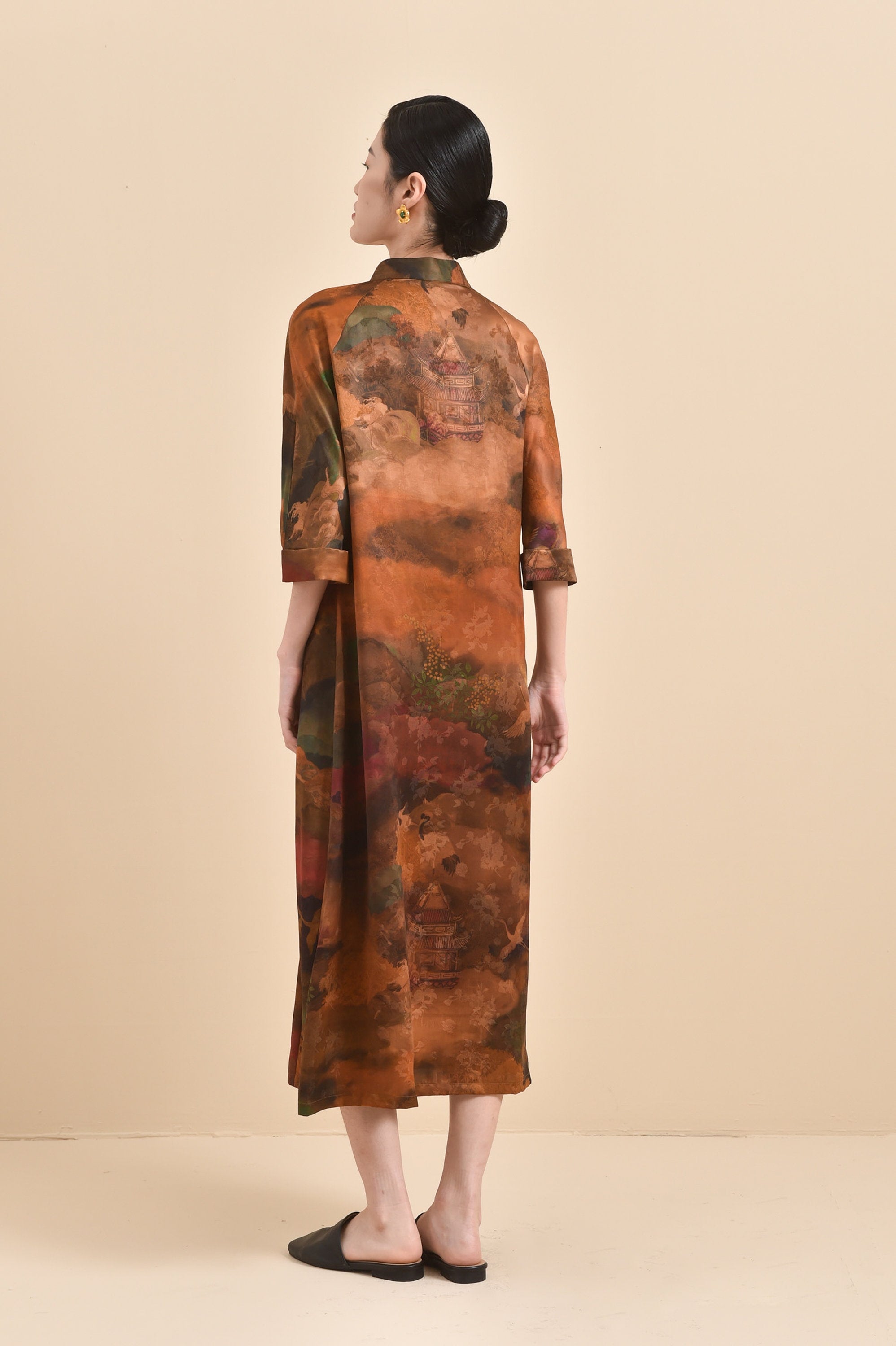 Elegant Handcrafted Red Cloud Gauze Silk Cheongsam Dress, 100% Mulberry Silk, Naturally Dyed, Midi Dress Event Dress, Any Size Made to Order