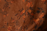 Small Orange Brown Floral Print Hua Luo