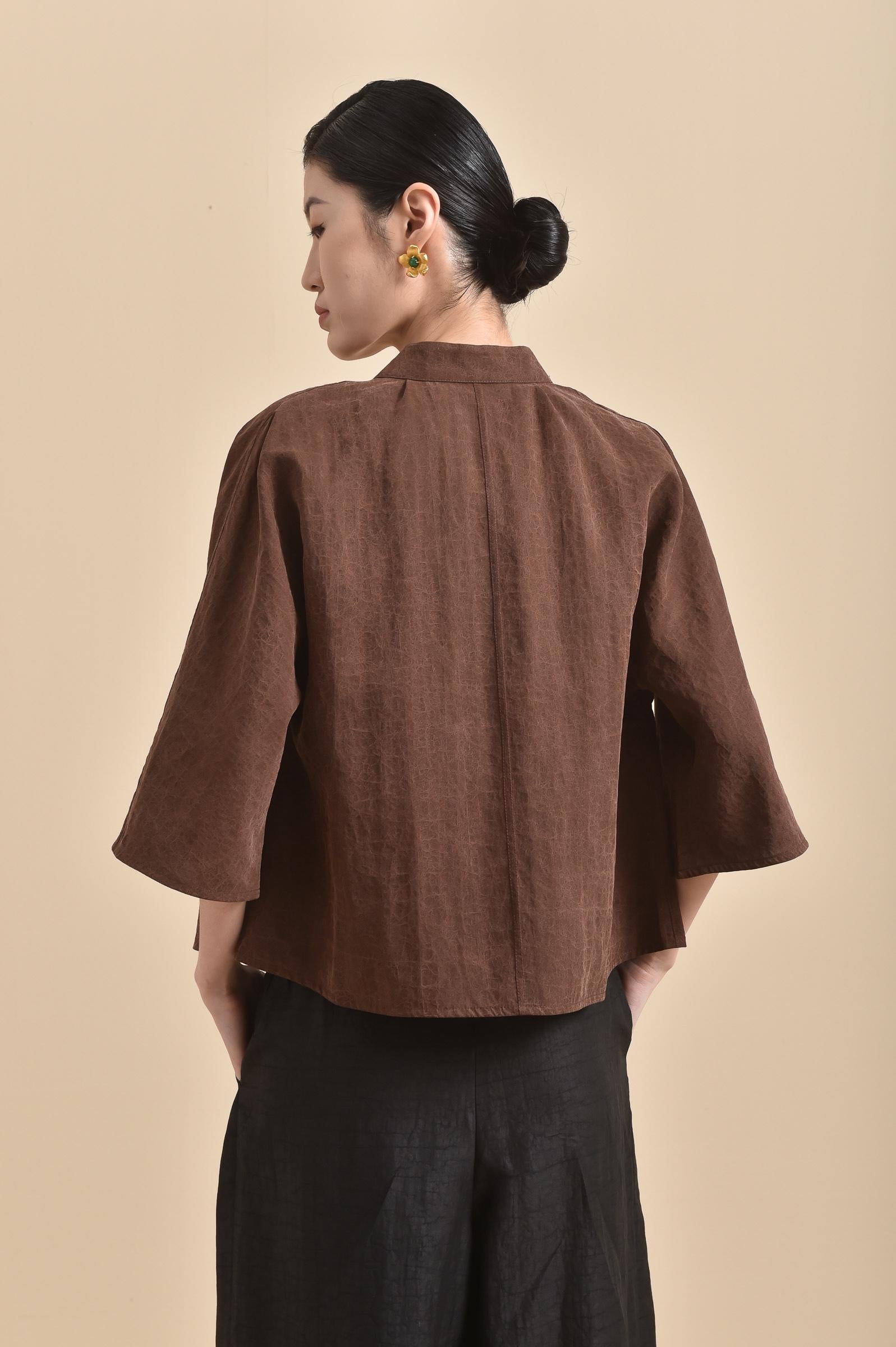 Reversible Mud Silk Kimono-Inspired Jacket, 100% Mulberry Silk Naturally Dyed Minimalist Open Front Jacket Choose Your Fabrics Made to Order