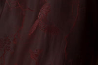Heavyweight Dark Red Floral Bird Jacquard Mud Silk