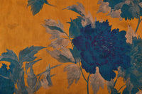 Yellow textured blue peony Hua Luo Silk