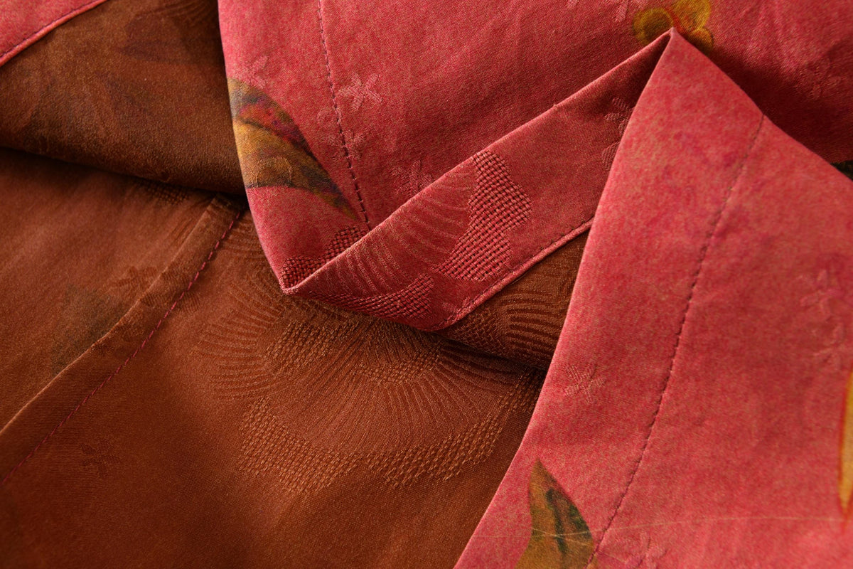 Coral Osmanthus Hua Luo Silk Modern Qipao