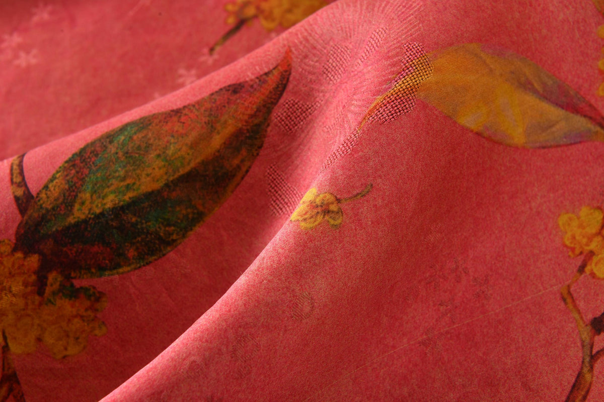 Coral Osmanthus Hua Luo Silk Modern Qipao
