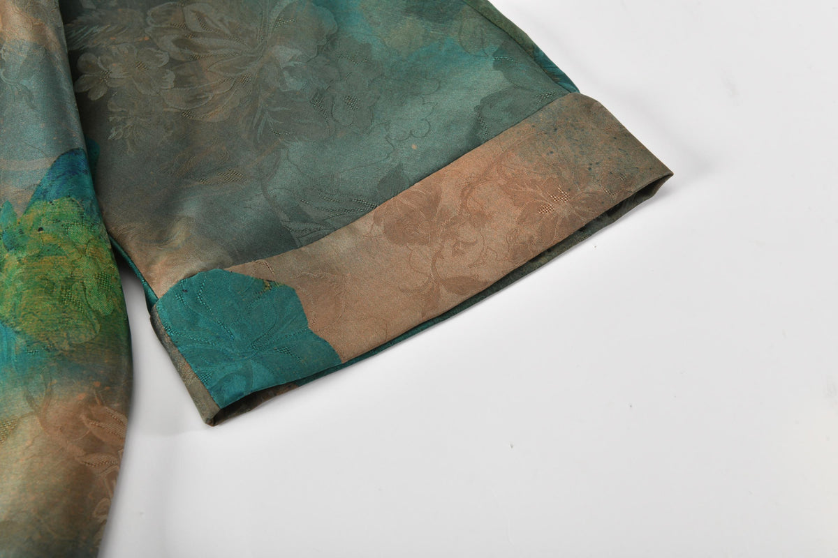Mountain Landscape Hua Luo Silk Cheongsam Dress