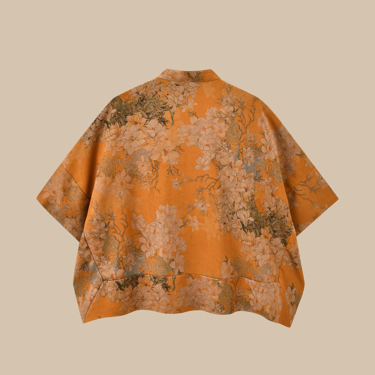 Orange Floral Hua Luo Silk Boxy Blouse