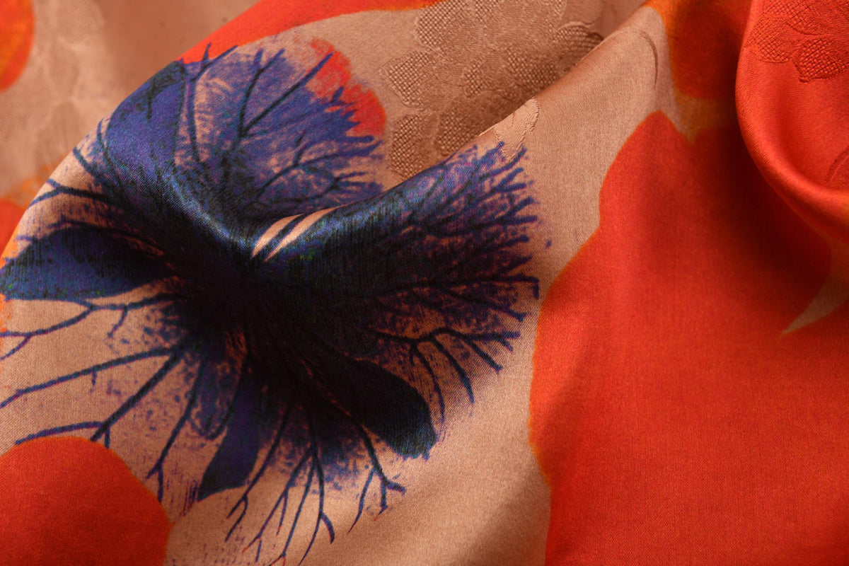 Abstract Floral Hua Luo Silk Boxy Blouse