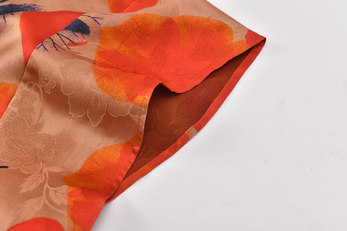 Abstract Floral Hua Luo Silk Boxy Blouse