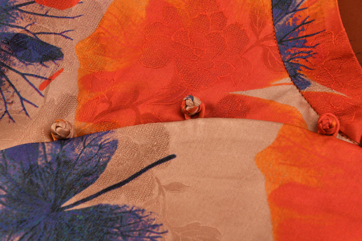Abstract Floral Hua Luo Silk Boxy Blouse