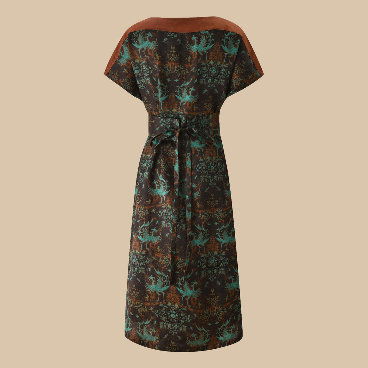 Reversible Phoenix Hua Luo Silk Wrap Dress, Belted