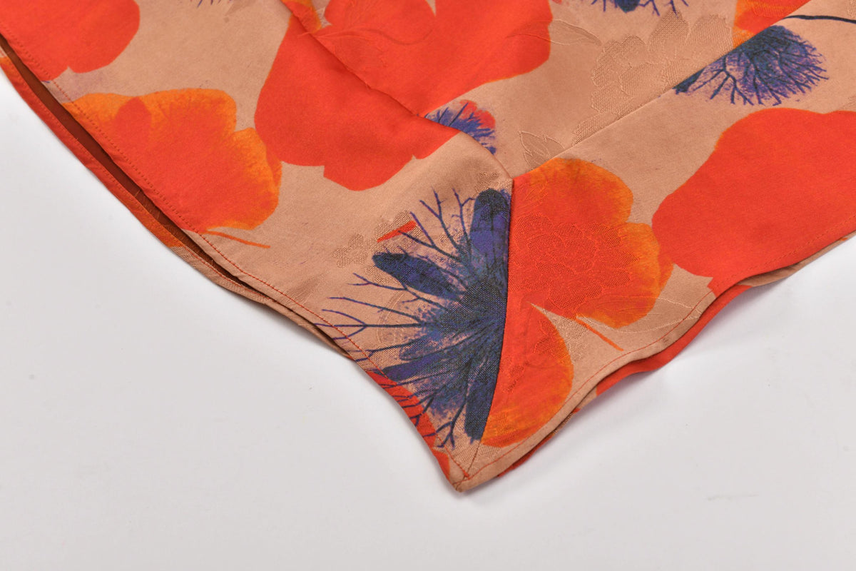 Abstract Floral Hua Luo Silk Boxy Blouse