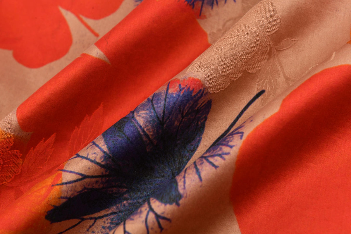 Abstract Floral Hua Luo Silk Boxy Blouse