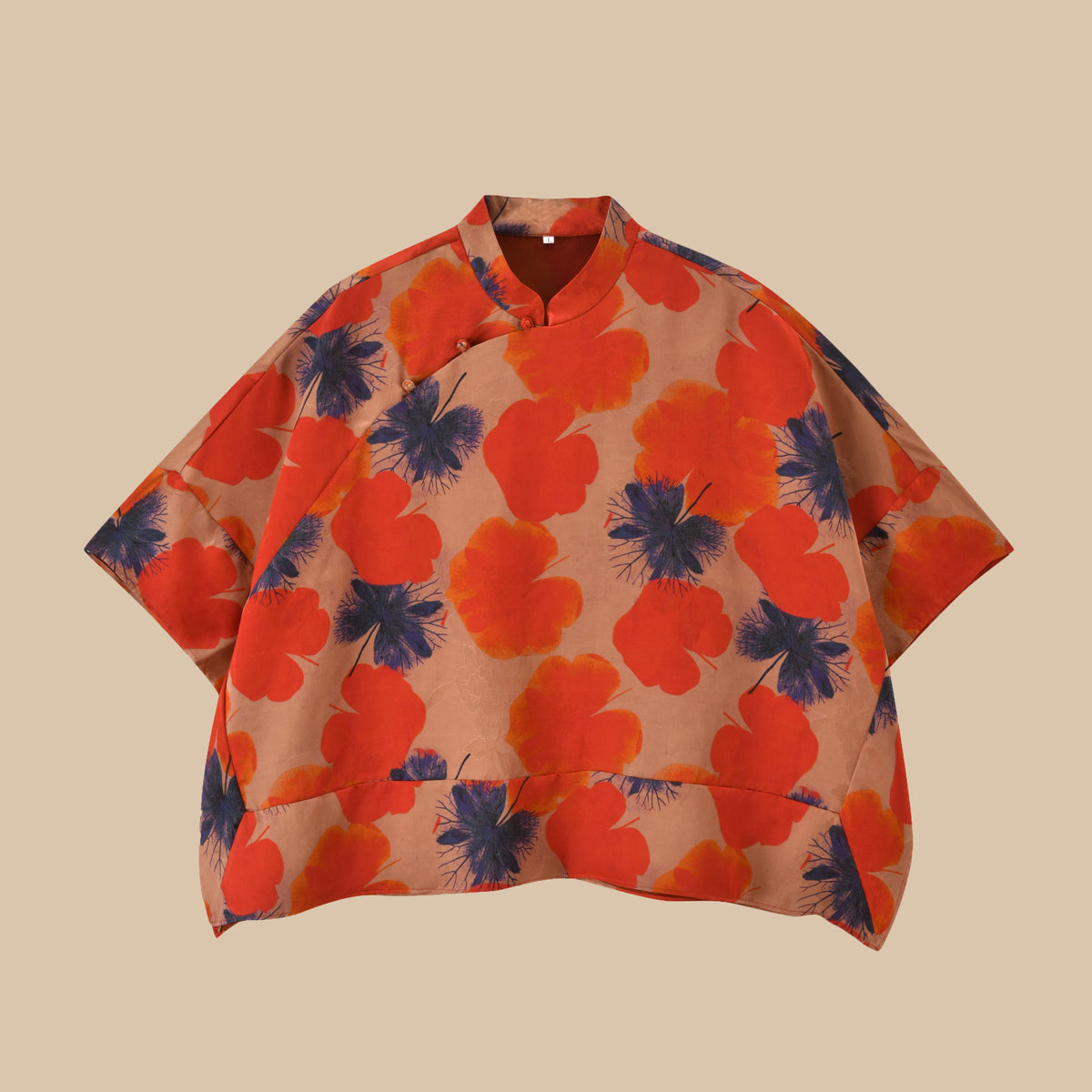 Abstract Floral Hua Luo Silk Boxy Blouse