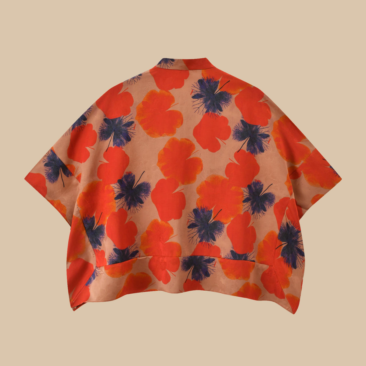 Abstract Floral Hua Luo Silk Boxy Blouse