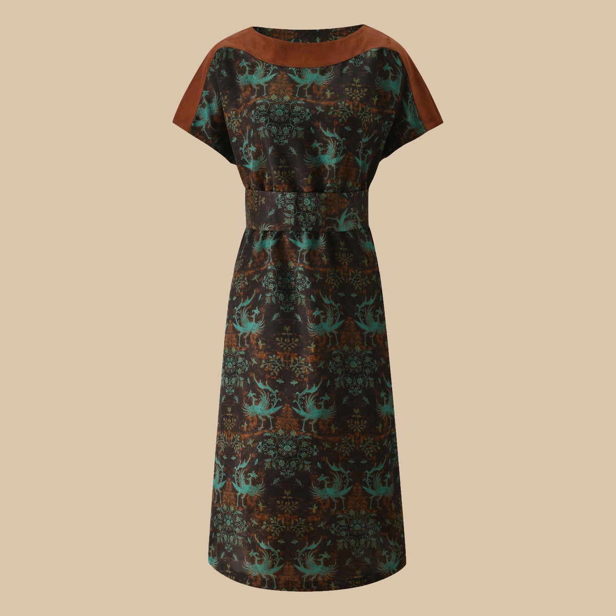 Reversible Phoenix Hua Luo Silk Wrap Dress, Belted