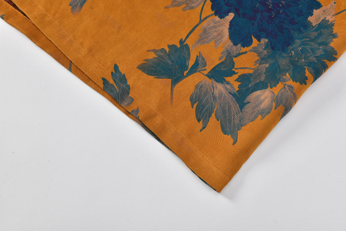 Blue Peony Hua Luo Silk Modern Qipao