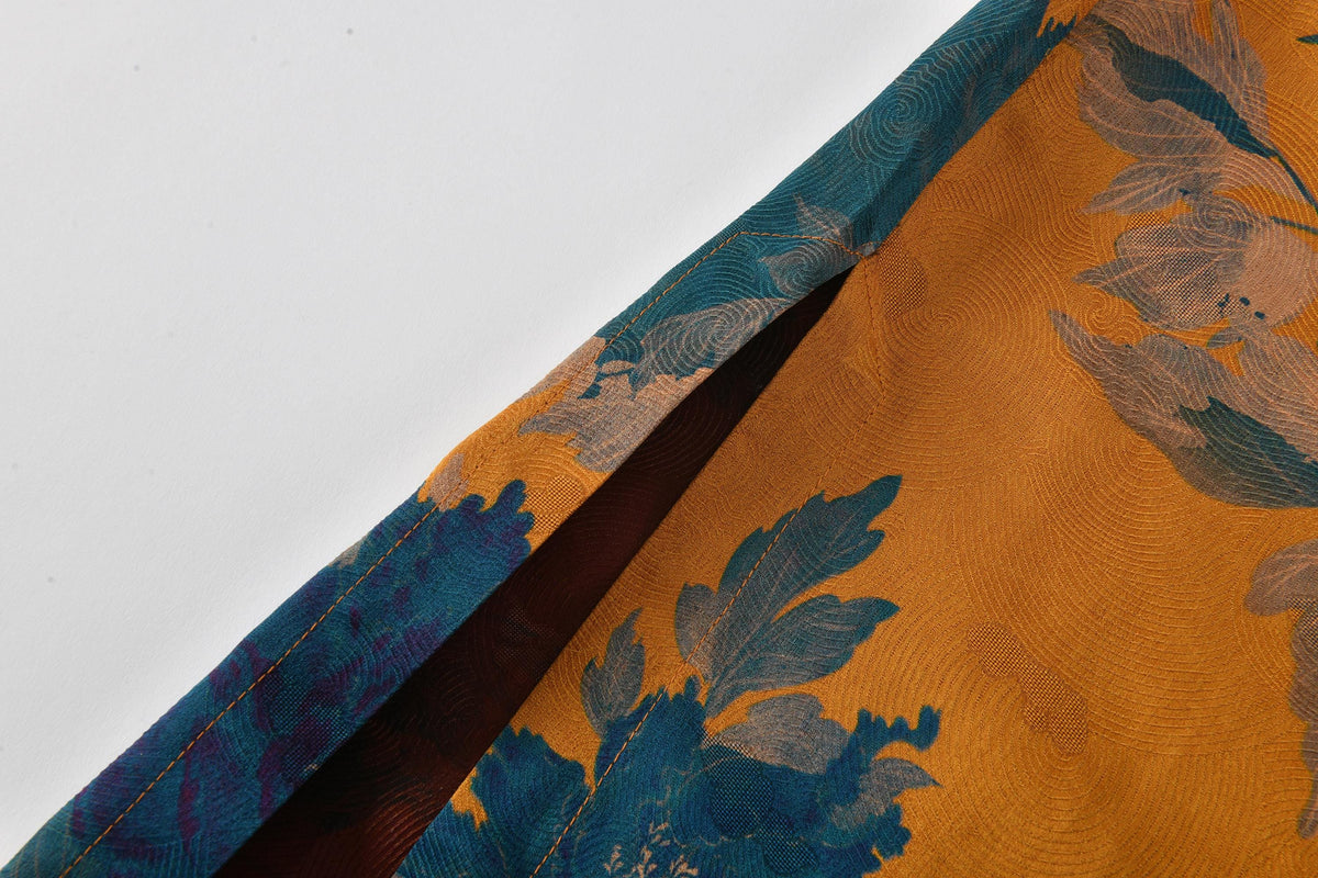 Blue Peony Hua Luo Silk Modern Qipao
