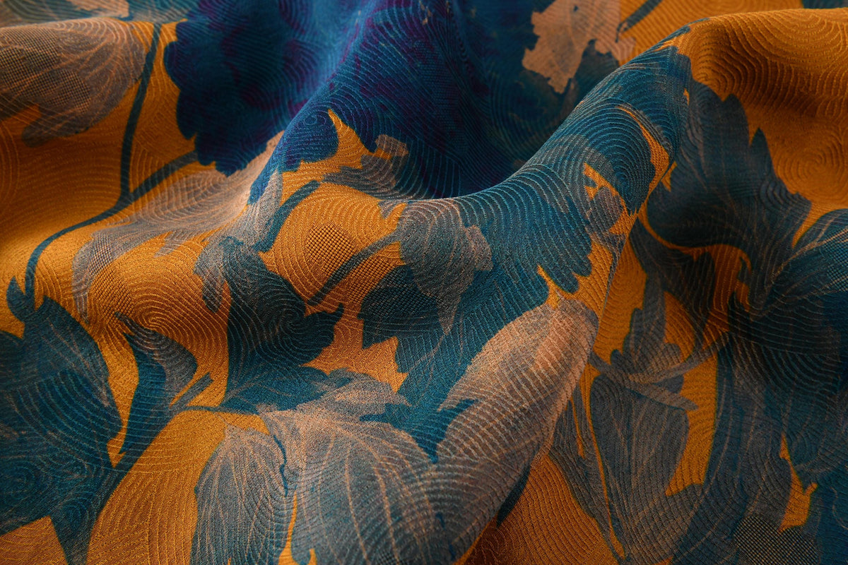 Blue Peony Hua Luo Silk Modern Qipao
