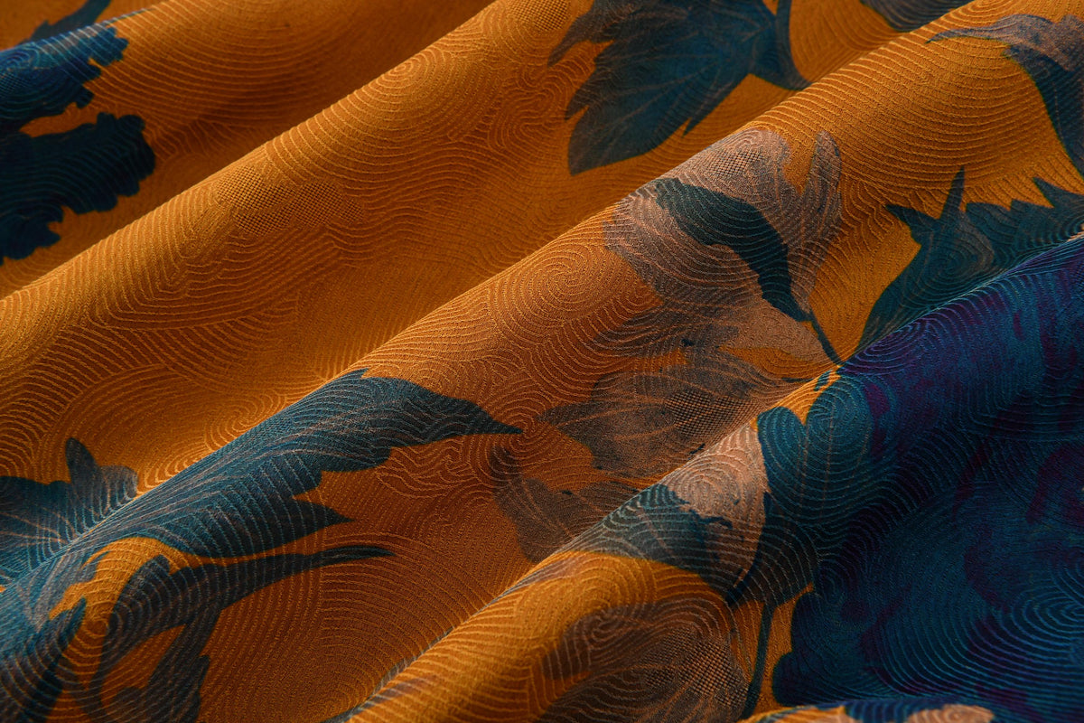 Blue Peony Hua Luo Silk Modern Qipao