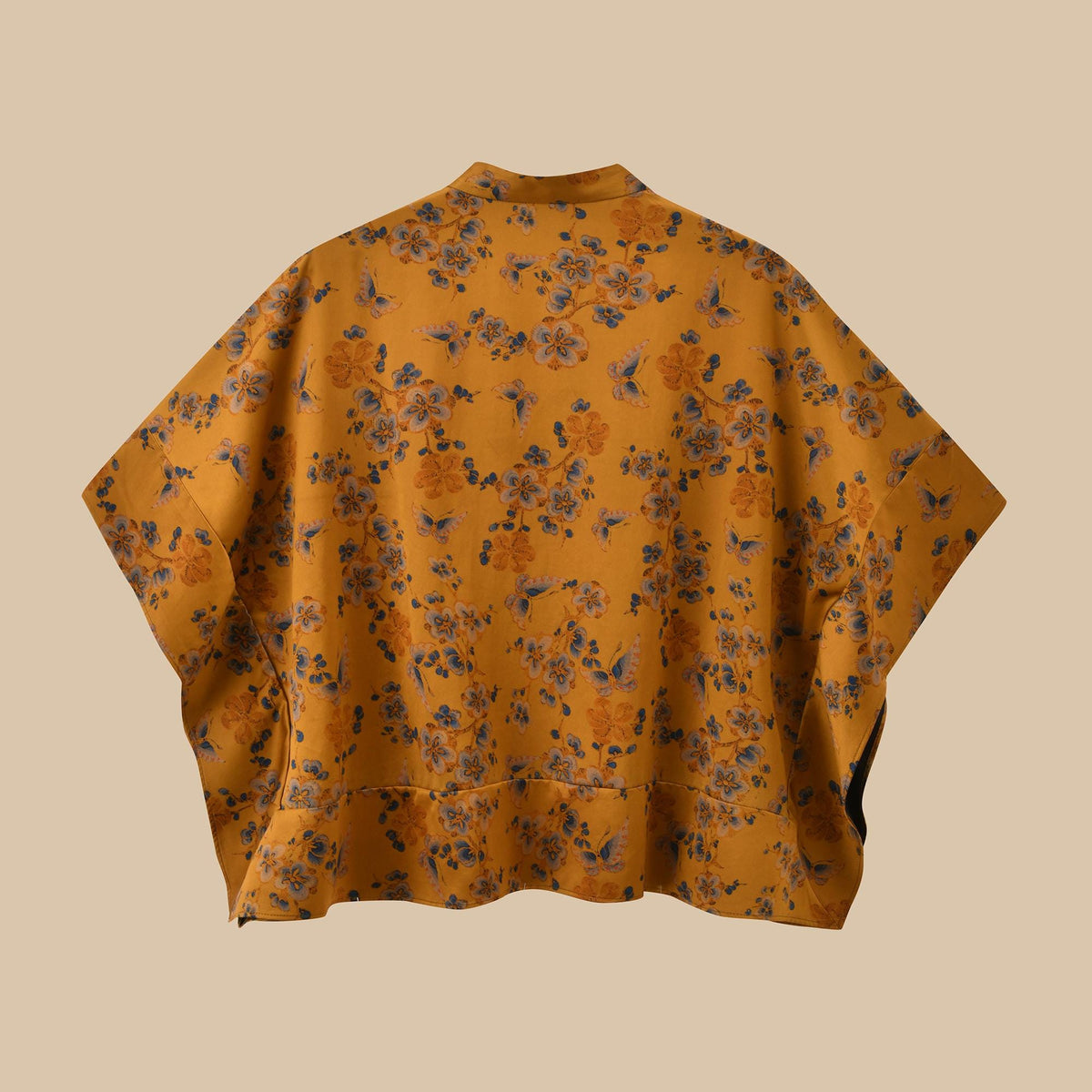 Butterfly Floral Heavyweight Mud Silk Boxy Blouse