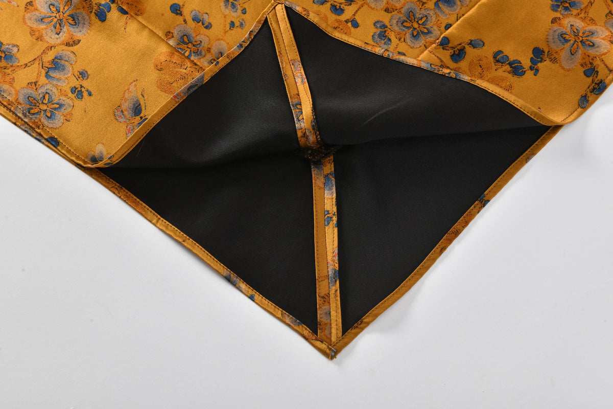 Butterfly Floral Heavyweight Mud Silk Boxy Blouse