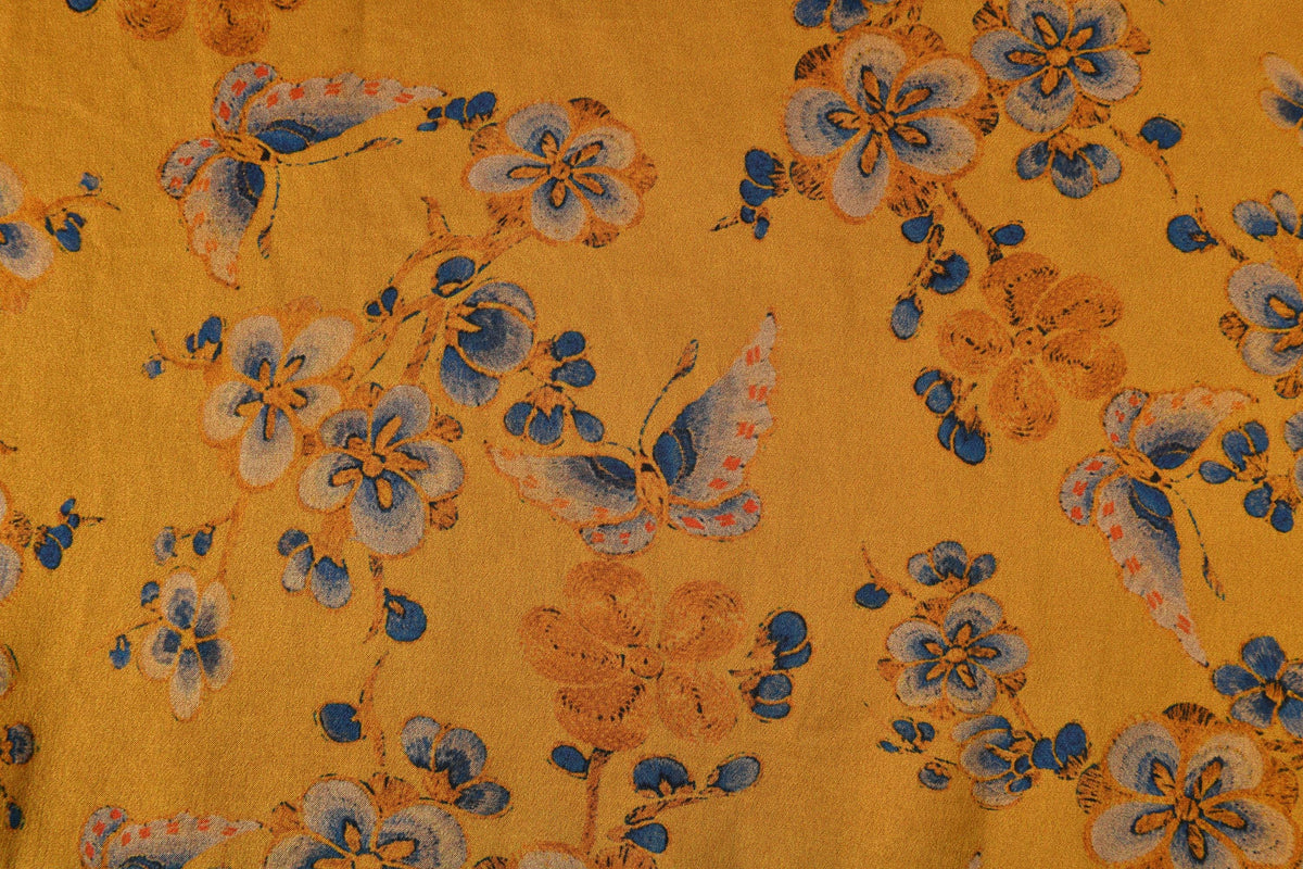 Butterfly Floral Heavyweight Mud Silk Boxy Blouse