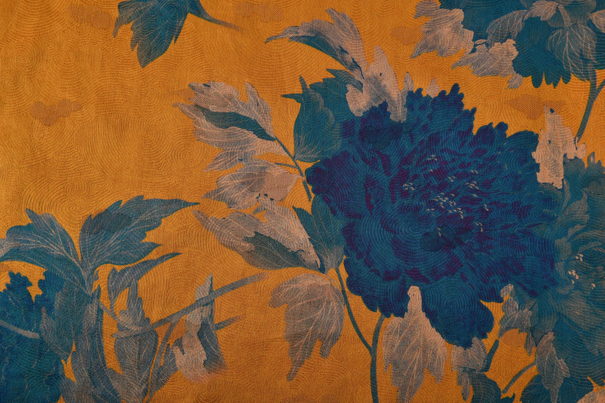 Blue Peony Hua Luo Silk Modern Qipao