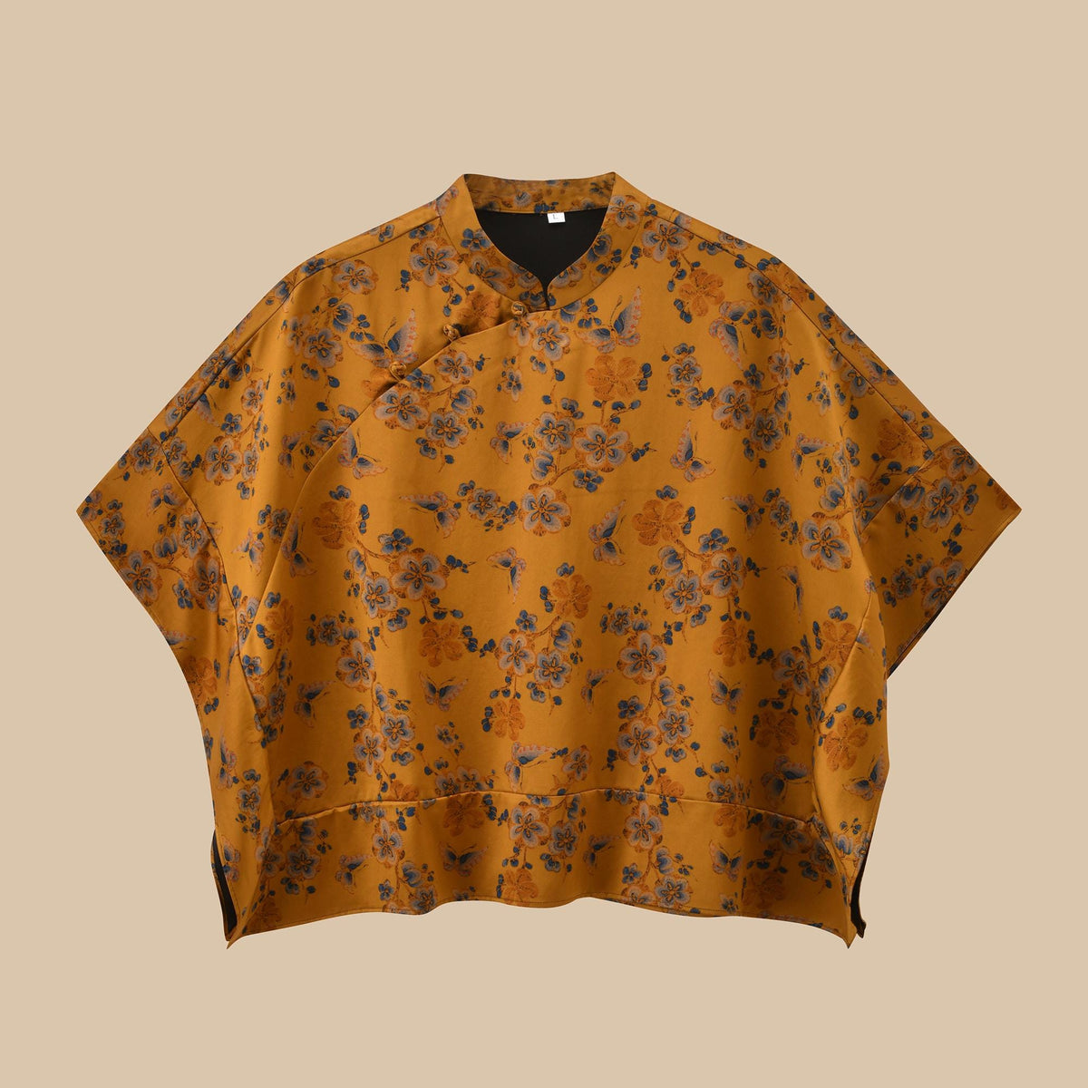 Butterfly Floral Heavyweight Mud Silk Boxy Blouse