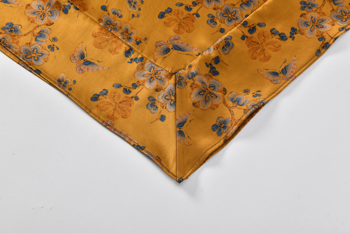 Butterfly Floral Heavyweight Mud Silk Boxy Blouse