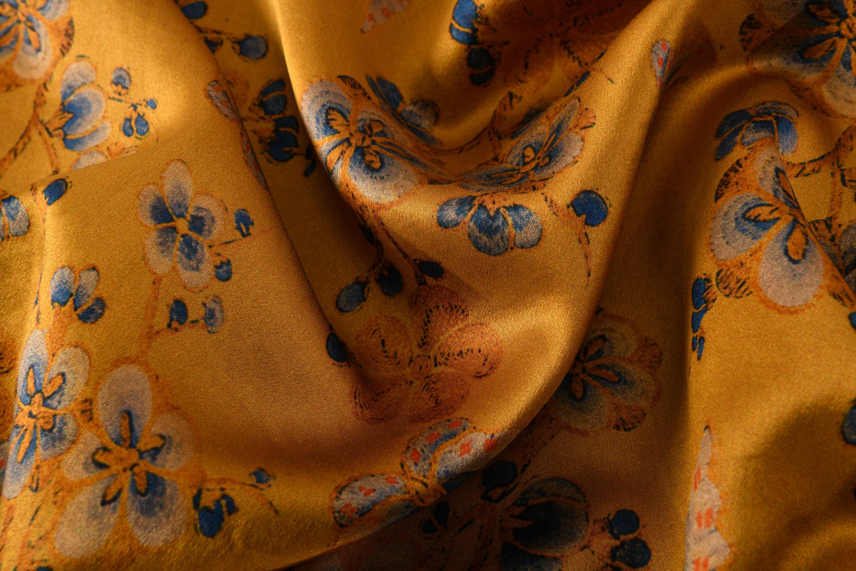 Butterfly Floral Heavyweight Mud Silk Boxy Blouse