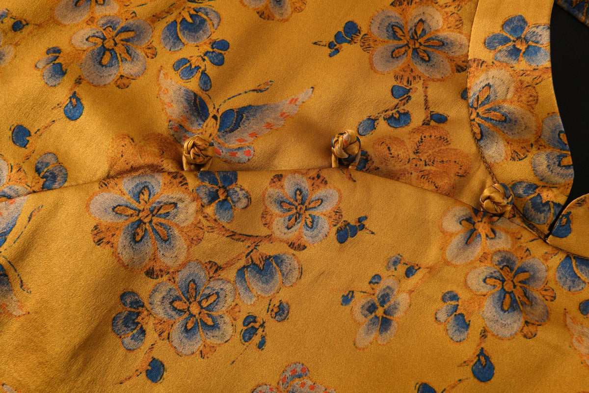 Butterfly Floral Heavyweight Mud Silk Boxy Blouse